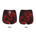 thumbnail image 3 of Balery Red Dragon On Black Pantalones cortos deportivos para mujer con forro y dos bolsillos, elásticos, para entrenamiento, gimnasio, yoga-Medium, 3 of 7