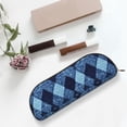 thumbnail image 6 of Leather Semi-Circular Storage Bag 7.5×2.6×1.4in Single Pocket Design Semi-Circular Shape Can Be Used As A Storage Pen Makeup Bag Argyle Plaid Dimgray_1, 6 of 7