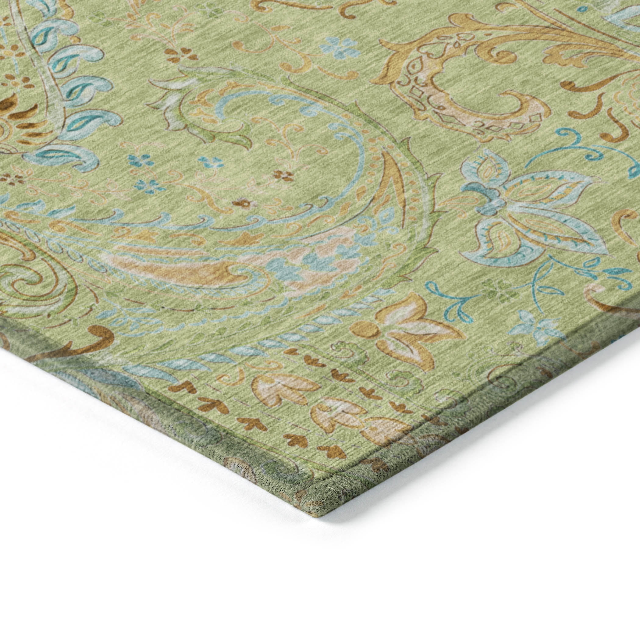 Addison Rugs Chantille Indoor/Outdoor Transitional Paisley Aloe Washable Rectangle Rug, 1'8" x 2'6"