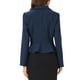 thumbnail image 3 of Blazer corto de trabajo INSPIRE CHIC para mujer con cuello de solapa, manga larga, volantes, chaqueta casual de oficina XL azul oscuro, 3 of 6