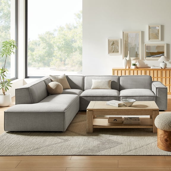 Restore 4-Piece Performance Fabric Upholstered Modular L-Shaped Sofa