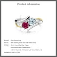thumbnail image 5 of Gem Stone King 1.72 Ct Round Sky Blue Topaz Red Created Ruby 925 Silver and 10K Yellow Gold Lab Grown Diamond Two Stone Crossover Ring (Size 8), 5 of 5