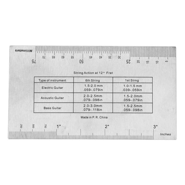 Jauge de Guitare, Règle de Jauge d'Action Multifonctionnelle Longue Durée de Vie Taille de Poche Acier Inoxydable pour Banjo