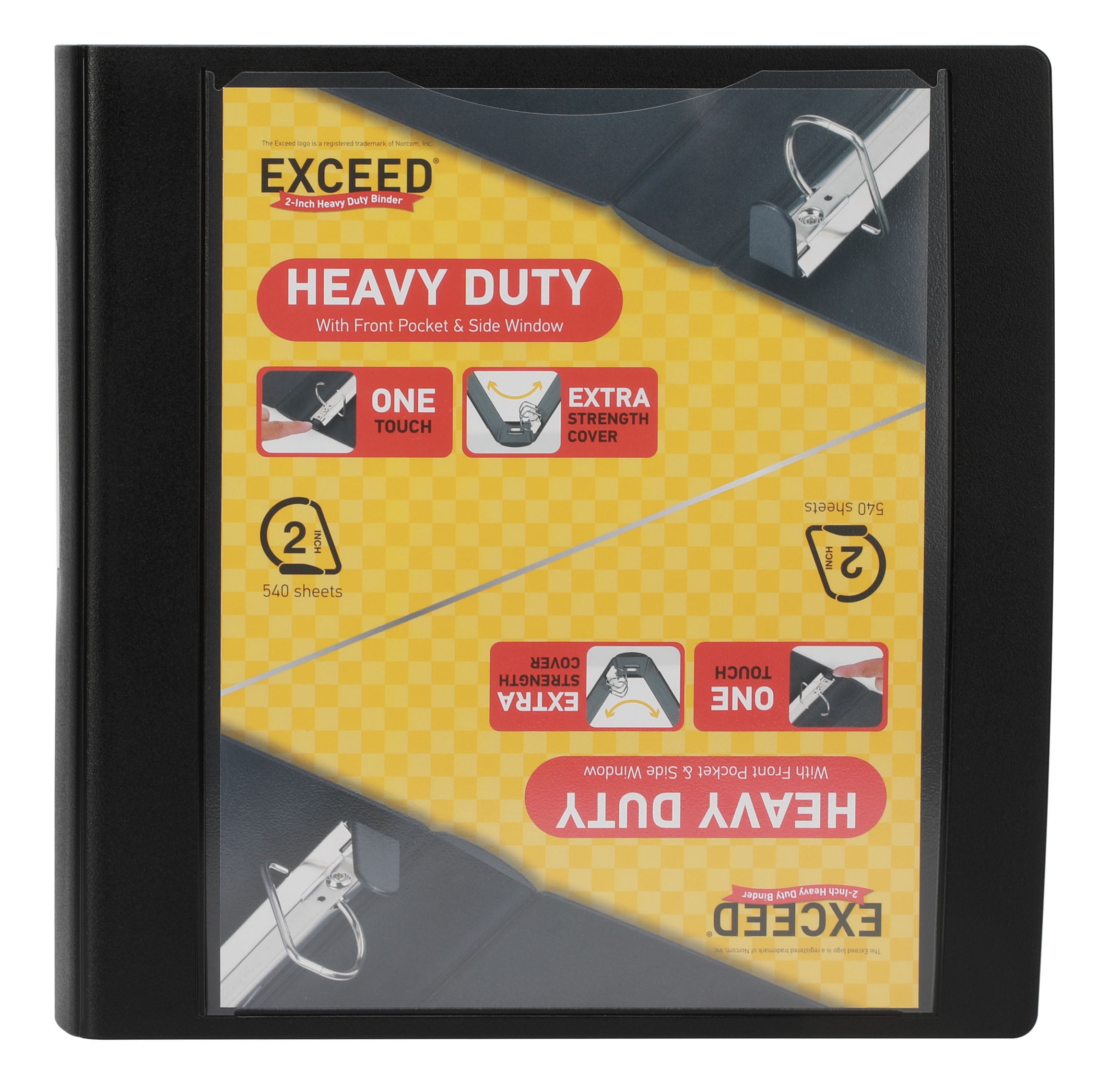 (2 pack) Exceed 2 inch 3-Ring Heavy Duty Binder, Slant Ring, Black