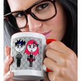 thumbnail image 2 of 3drose, Cute Goth Punk Rock Girl and Boy, 11oz Two-tone Red Mug, 2 of 6