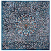 SAFAVIEH Aria Layne Oriental Area Rug, Navy/Gold, 6'5" x 6'5" Square