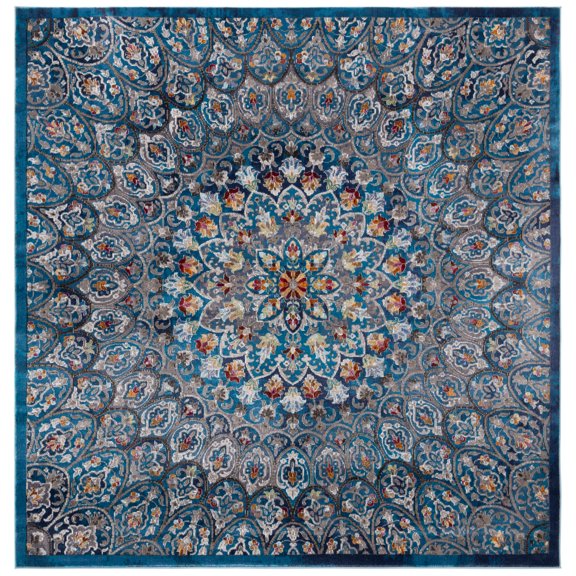 SAFAVIEH Aria Layne Oriental Area Rug, Navy/Gold, 6'5" x 6'5" Square