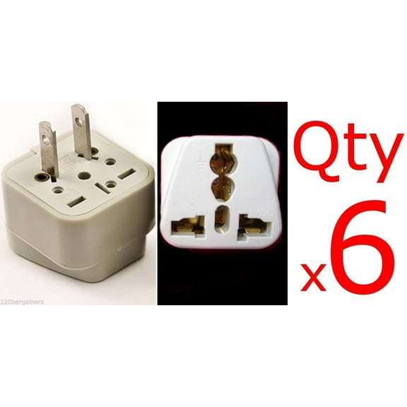 6 Pack Universal North American Plug Adapter Euro Asia Plug to USA style Plug