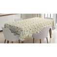 thumbnail image 1 of Exotic Tablecloth, Island Palm Tree Silhouettes in Yellow Gold Tones Beach Coastal Tropic, Rectangle Satin Table Cover for Dining Room and Kitchen, 60" X 90", Pale Coffee and White, by Ambesonne, 1 of 2