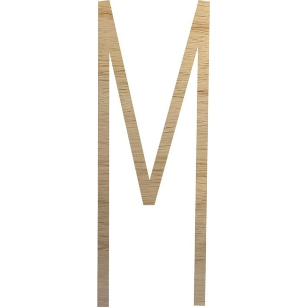 Real Wooden Alphabet Letter M, Wall Hanging 8'' Tall Craft Wood Letter