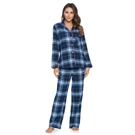

Ashford & Brooks Women s Flannel Plaid Pajamas Long Sleeve Button Down Pj Set