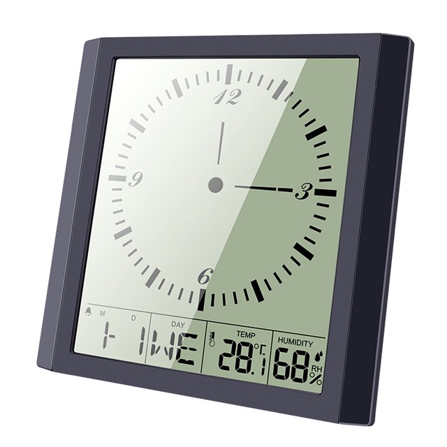 Terminación digital Humedad Meter Dormitorio Oficina Termómetro Higrómetro Higrómetro Reloj Batería Alarma Plástico Simple Estilo AweSitey HA011255-00B