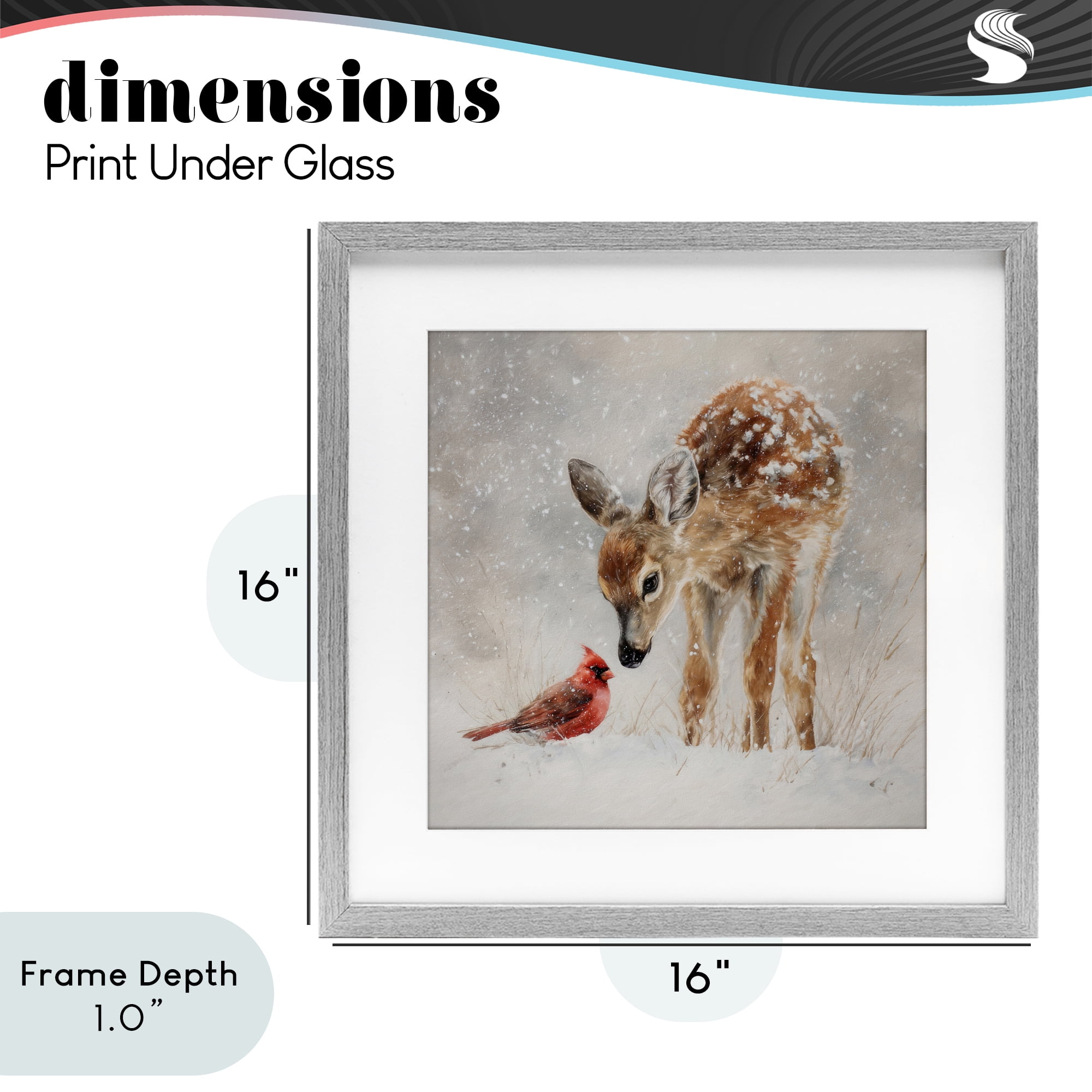 Stupell Industries Little Fawn & The Cardinal Gray Framed Print Under Glass, design by Tina LeCour