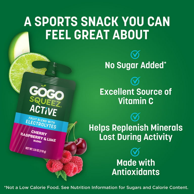 GoGo squeeZ Active Fruit Blend with Electrolytes, Cherry