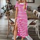 thumbnail image 3 of WILLBEST Vestidos Floreados para Mujer Vestido Casual de Mujer Moderno para Uso Diario Vestido Largo A Rayas Elegante para Primavera Verano con Zapatillas Cómodo y Versátil Grande​​, 3 of 3