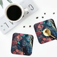 thumbnail image 5 of Pofeuu Colorful Floral Patterned Horse Print Leather Coasters Set of 6, Round Cups Mugs Mat Pad for Home Kitchen Heat Resistant Drink Coasters,Square, 5 of 7