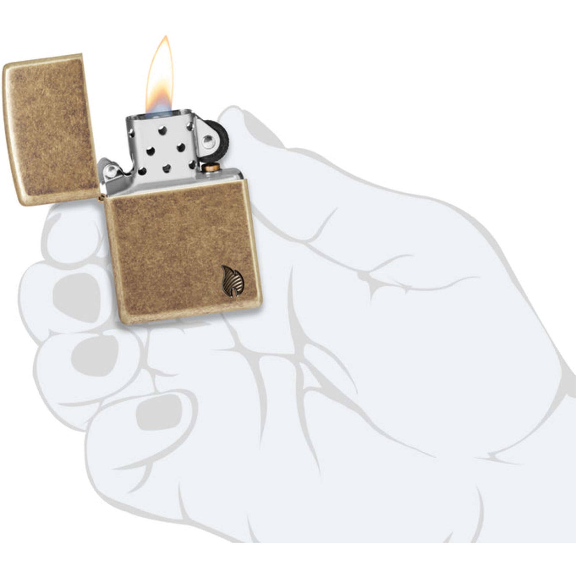 Zippo 46400 Armor Antique Brass Flame Design Pocket Lighter