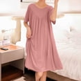thumbnail image 7 of Nightgown For Women Short Sleeve Ruched Maxi Sleep Dress for Home Lounge Weekend Morning Evening Routine Relaxed Daily Wear Casual Comfort Style Summer, 7 of 7