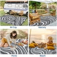 thumbnail image 4 of Hasoo 10' x 14' Gray/White Outdoor Rug for Patio Decor Waterproof Plastic Straw Modern Geometric Carpet PP Tube Woven Portable Camping Mat for Picnic Balcony, 4 of 7