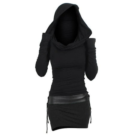 

Women Daily Autumn Casual Long Sleeve Lace Up Pullover Dress Hooded Contrast Two Tone Cinched Summer Sports Bras Women