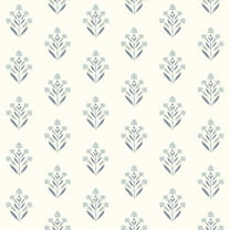 Chesapeake Kova Blue Floral Crest Wallpaper, 20.5-in by 33-ft