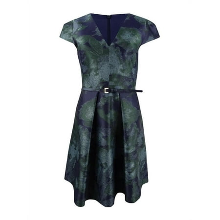 UPC 689886414370 product image for Vince Camuto Women s Belted Floral Print Fit & Flare Dress (8  Navy Multi) | upcitemdb.com