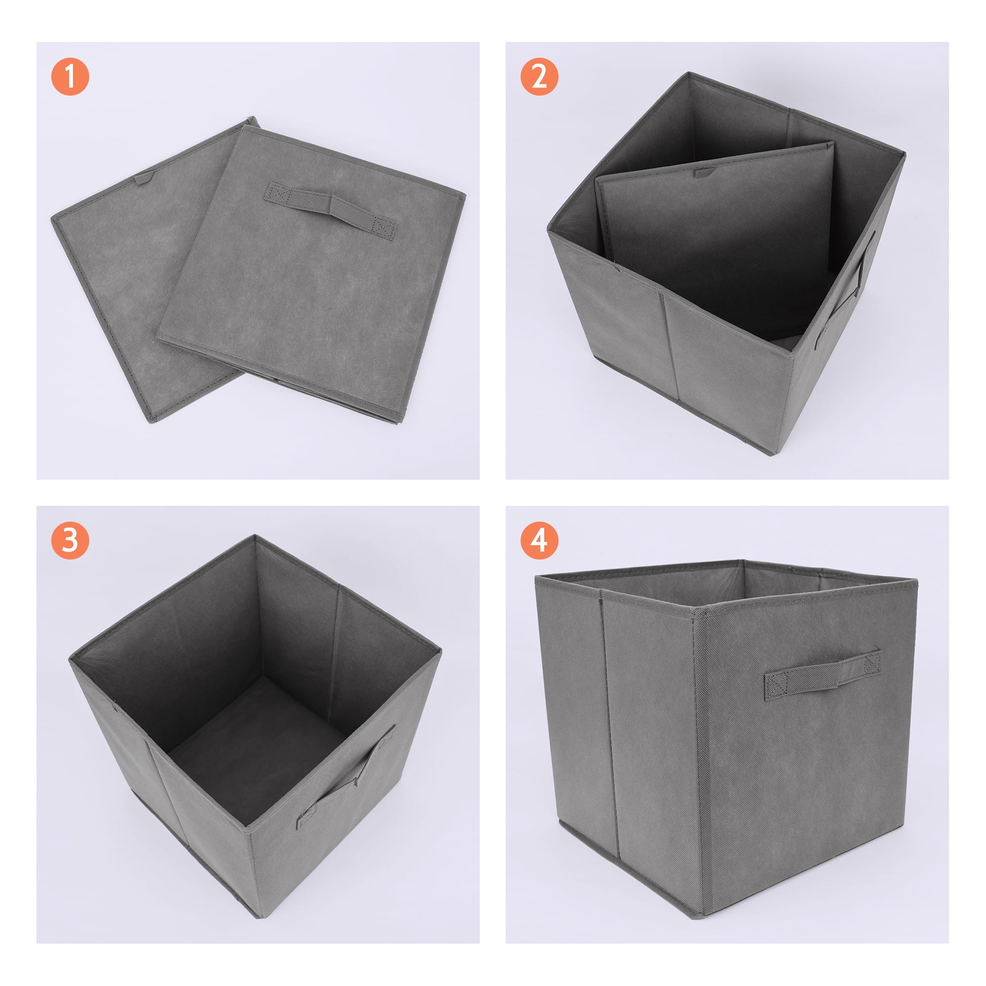 Unique Bargains Fabric Storage Cube Storage Bin Grey 12.2*12.2*12.2in