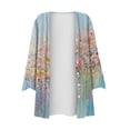 thumbnail image 2 of Sksloeg Vintage Flower Printed 3/4 Sleeve Cardigans for Women Reg and Plus Size Light Cardigans for Women Summer Vintage Flower Printed Button Down Sweaters Duster,Light Blue S, 2 of 5