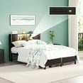 thumbnail image 2 of Homieasy Full Size Bed Frame with USB Charging Station & LED Lights - Industrial Metal Bed with Headboard & Storage, Steel Slat Support, No Box Spring Needed, Noise-Free,Black, 2 of 8