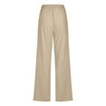 thumbnail image 5 of Sakmal High Waisted Pants Women Work Cotton Linen Straight Leg Khakis Beige Solid Pants with Pockets, 5 of 6