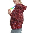 thumbnail image 2 of Picia Red Glitter Pattern Casual Women's Hoodie, Hooded Sweatshirt with Kangaroo Pocket, Comfortable Pullover with Eye-catching Drawstrings-Large, 2 of 7