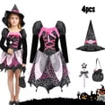 thumbnail image 3 of 2024 Disfraces de cosplay de bruja para niños Disfraz de rol de Halloween Ropa de fiesta temática Ropa de actuación Vestido + Trajes de sombrero, 3 of 5