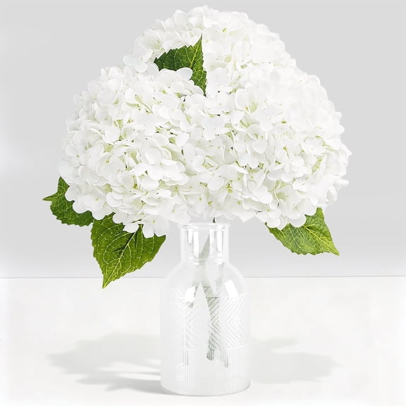White Hydrangea Artificial Flowers - Large Artificial Hydrangeas Silk Flowers for Wedding and Home Decor,3 Pcs