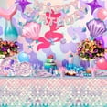 thumbnail image 6 of Mermaid Party Supplies,132 Pcs Mermaid Birthday Party Supplies Kit - Mermaid Birthday Plates Cups Napkins Tablecloth & Mermaid Banner Balloons Hanging Swirl, 6 of 7
