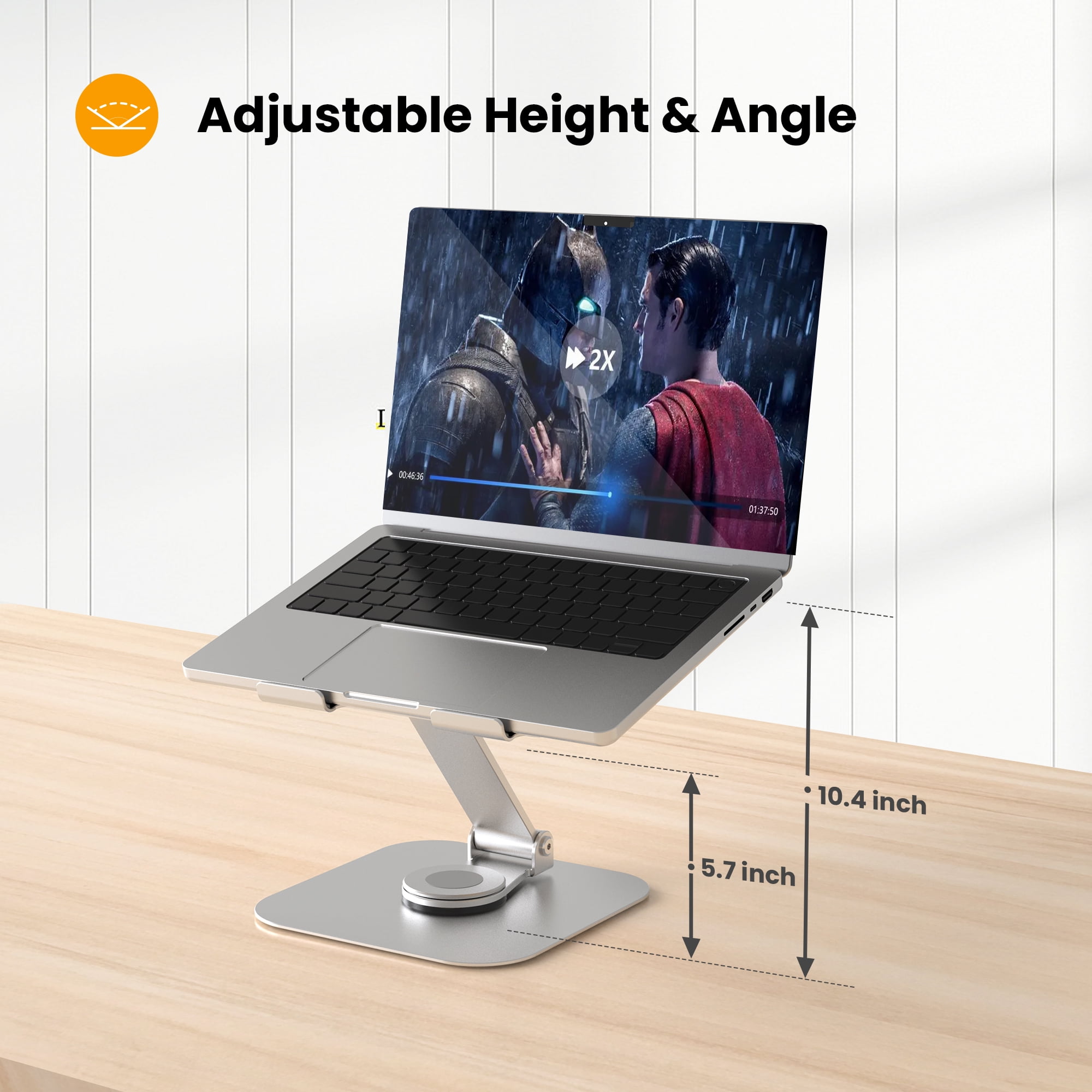 Beelta Laptop Stand for Desk, Laptop Riser Computer Stand Adjustable Height with 360° Rotating Base, Foldable & Portable Laptop Stands, Compatible with MacBook, All Laptops Tablets 10"-16", BSL902S