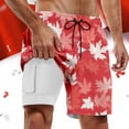 thumbnail image 2 of Pantalones cortos de baño holgados para hombre con estampado de hoja de arce: prenda versátil para la playa, fiestas y relajación., 2 of 4