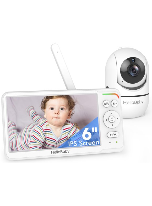 HelloBaby Baby Monitor with Camera and Audio, 6'' World First IPS Screen Baby Camera Monitor No WiFi, 30-Hrs Battery, ECO, 2-Way Talk, Night Vision, 1000ft, Travel Video Baby Monitor Portable C25