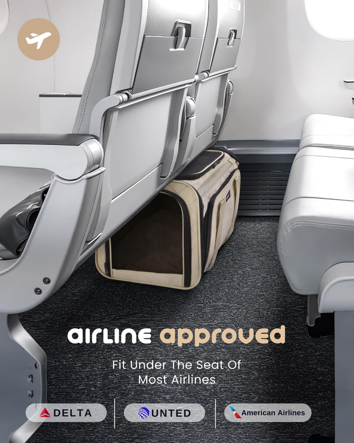 Soft Sided Cat Carrier for Small to Medium Cats, TSA Approved, Collapsible Travel Bag with Expandable Space and Breathable Window (Beige)