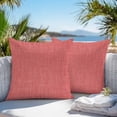 thumbnail image 3 of Coral Red Throw Pillow Covers 16x16 Inch Set of 2, Farmhouse Burlap Solid Red Color Modern Linen Texture Waterproof Outdoor Pillow Covers, Decorative Cushion Pillowcases for Couch, Sofa, Bed, Patio, 3 of 9