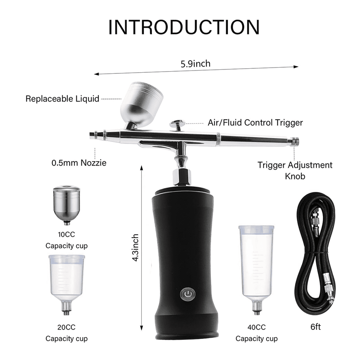 Airbrush Kit with Compressor,30PSI Cordless AirbrushGun Kit with Air Hose Rechargeable Handheld Airbru