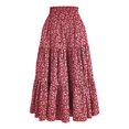 thumbnail image 4 of XIAOCHA Smocked High-Waisted Drawstring Floral Tiered Skirt for Women Flowy Casual Boho-Inspired Everyday Summer Midi Skirt, 4 of 5