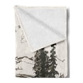 thumbnail image 2 of Landscape Soft Flannel Fleece Throw Blanket, Hand Drawn Landscape Sketch Trees and Mountains Wild Quiet Nature, Cozy Plush for Indoor and Outdoor Use, 60" x 80", Sepia White, by Ambesonne, 2 of 5