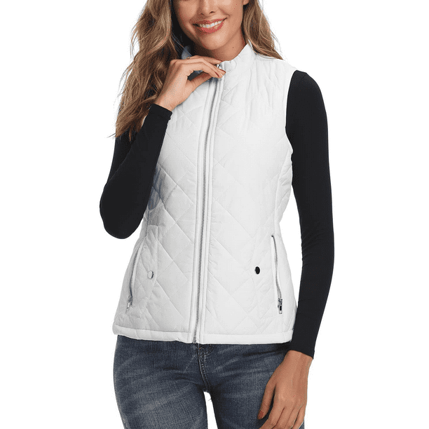 Women's Vests Zip up Quilted Padded Lightweight Vest for Women in Pure