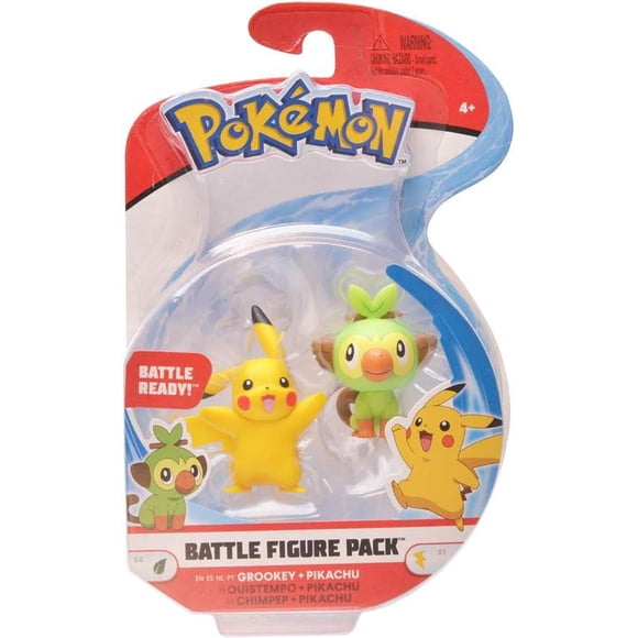 Pokemon Pikachu et Grookey Figurine de Combat de 2 Pouces, Lot de 2