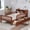 Walnut, variant on Twin Size Platform Bed with Storage Headboard & Two Under-Bed Drawers, Wooden Kids Bed Frame with Three-Side Guardrails for Safety and Security, White