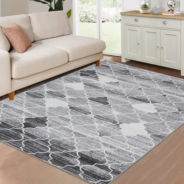 Geometric Print Area Rug, Low Pile Waterproof NonSlip Doormat Floor