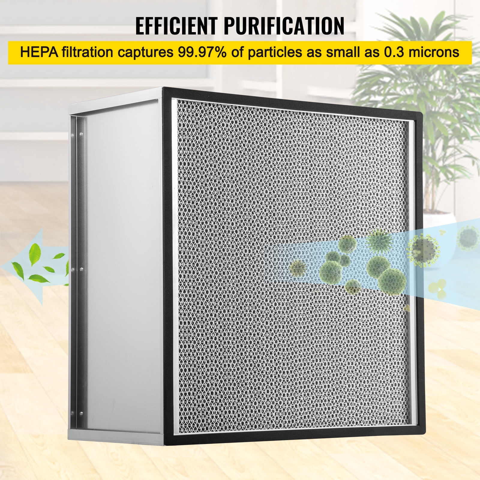VEVOR Filter Replacement, 24''x24''x11.5'' AC Filter, True HEPA Pleated Air Filter, Air Filter Replacement with Durable Galvanized Frame, 99.97% Standard Filter Compatible
