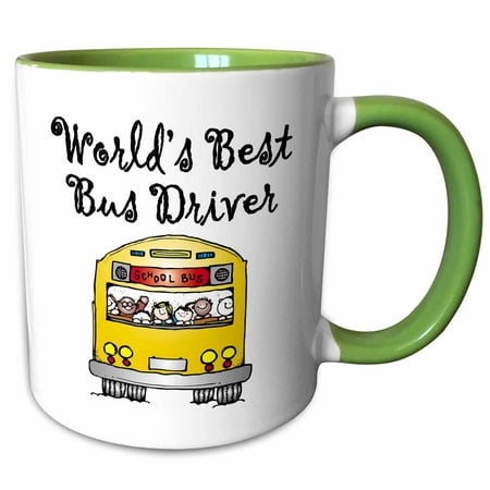 3dRose Worlds Best Bus Driver. - Two Tone Green Mug,