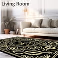 thumbnail image 2 of ODIKA 3'x5' Machine Washable Non-Slip Area Rug, Boho Cat Dreamscape with Sunburst Motifs and Paisley Accents High Traffic Rug, Black, 743182, 2 of 7