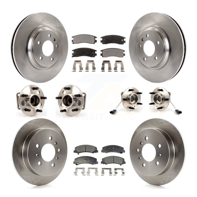 Transit Auto Front Rear Hub Bearings Assembly Disc Brake Rotors and Ceramic Pads Kit (10Pc) for Car Buick LaCrosse Allure - Left Right Side (Driver Passenger) KBB-115363